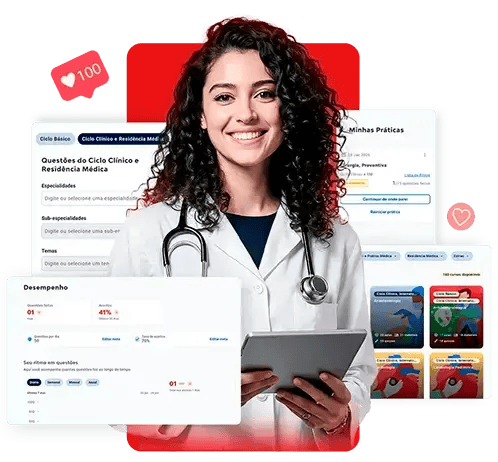 Estudante de Medicina com telas do SanarFlix